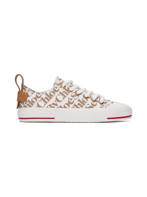 See by Chloé: White & Taupe Aryana Sneakers 